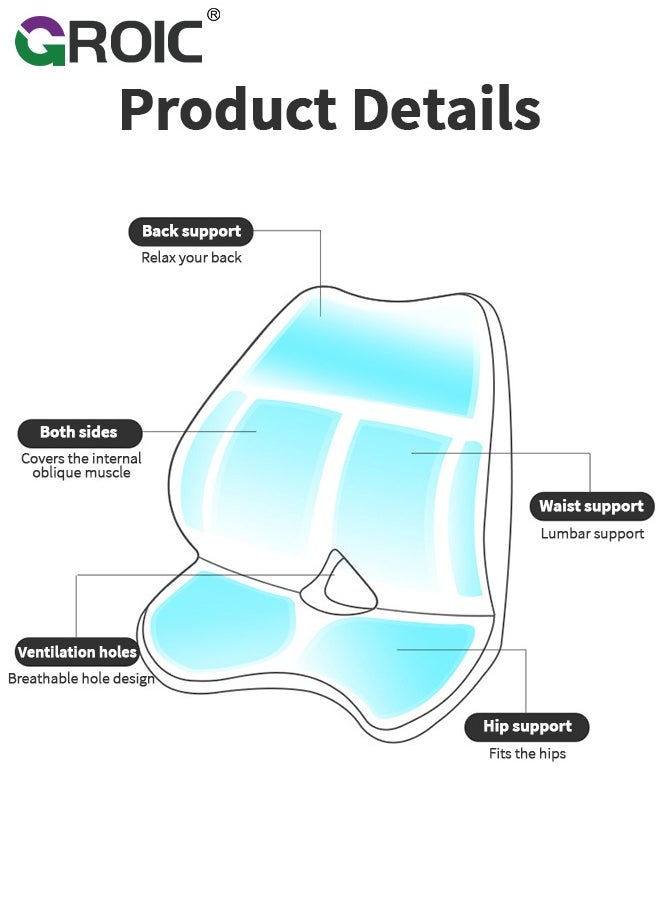 GROIC Car Seat Cushion, Memory Foam One Piece Chair Pad, Adjustable Strap Car Seat Cushion, Ergonomic Car Pillow for Driving Seat Office Chair, Hip & Back Pain Relief Lumbar Support Pillow Cushion  - Image 3