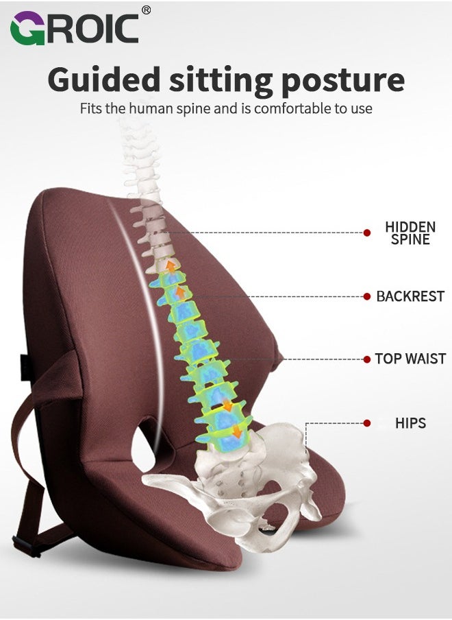 GROIC Car Seat Cushion, Memory Foam One Piece Chair Pad, Adjustable Strap Car Seat Cushion, Ergonomic Car Pillow for Driving Seat Office Chair, Hip & Back Pain Relief Lumbar Support Pillow Cushion  - Image 5