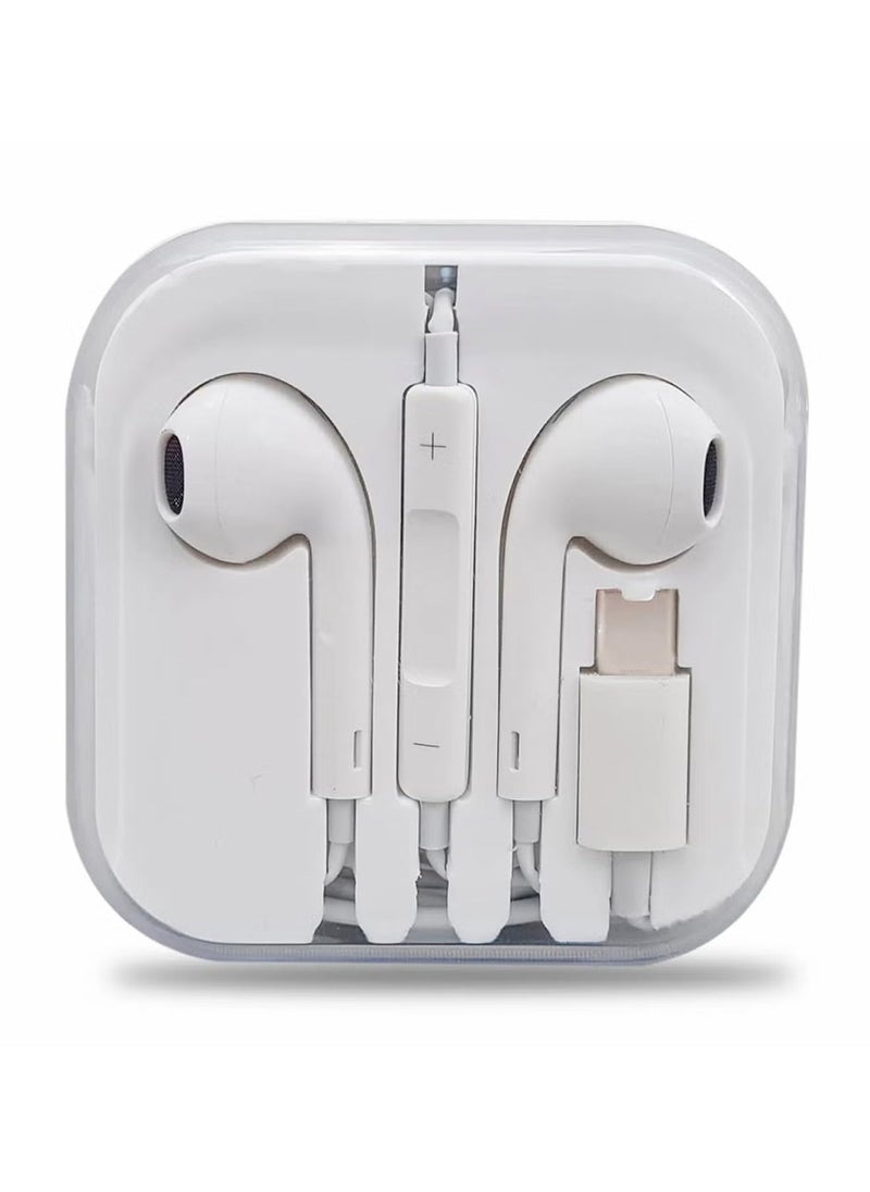 JAJEEK "USB-C Wired Earphones with Microphone – HiFi Stereo Sound, Handsfree Headphones for Android Devices, White" - Image 1