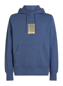 Calvin Klein Jeans Men's Brush Stroke Graphic Hoody - Cotton, Blue  - Image 3