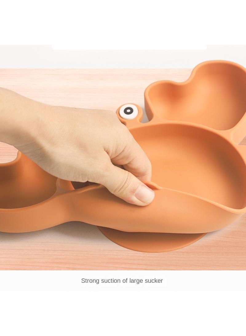 Baby Dining Plate Baby Supplementary Food Bowl Children's Tableware Divided Cartoon Crab Silicone Sucker Bowl - Image 2