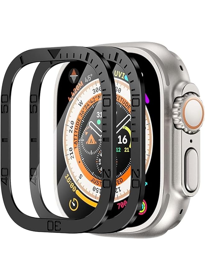 SYOSI Rugged Metal Case Compatible With Watch Ultra 49Mm Case With Tempered Glass Screen Protector Bezel Ring Frame Built In Clear Film For Iwatch Ultra 49Mm 2 Pack Black - Image 1