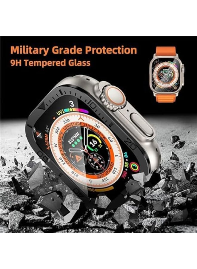 SYOSI Rugged Metal Case Compatible With Watch Ultra 49Mm Case With Tempered Glass Screen Protector Bezel Ring Frame Built In Clear Film For Iwatch Ultra 49Mm 2 Pack Black - Image 3