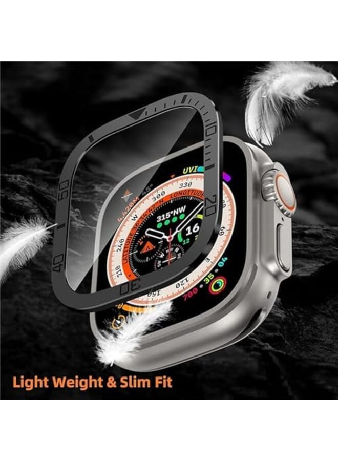 SYOSI Rugged Metal Case Compatible With Watch Ultra 49Mm Case With Tempered Glass Screen Protector Bezel Ring Frame Built In Clear Film For Iwatch Ultra 49Mm 2 Pack Black - Image 4