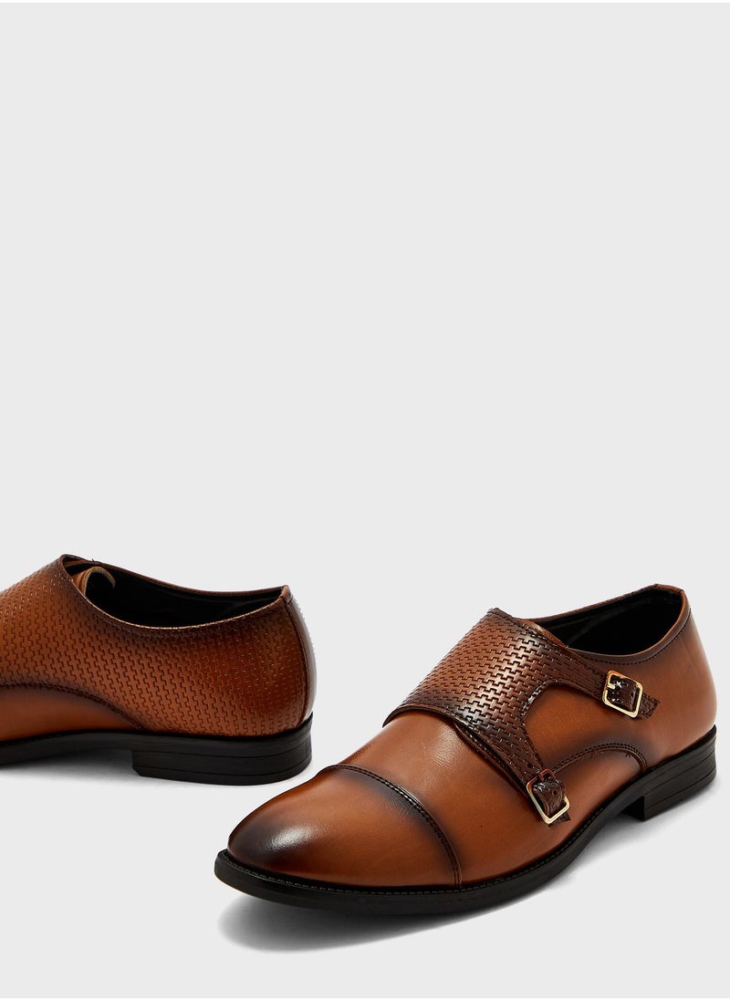 Robert Wood - Textured Monk Strap Formal Slip Ons - Image 1