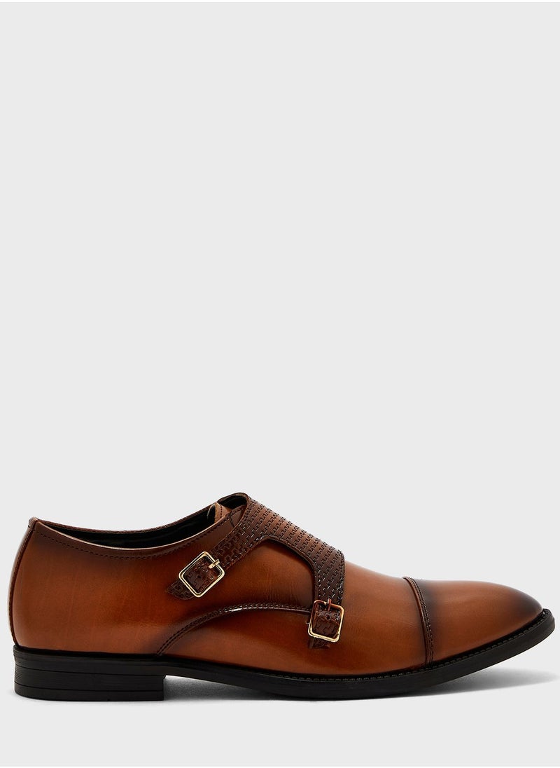 Robert Wood - Textured Monk Strap Formal Slip Ons - Image 1