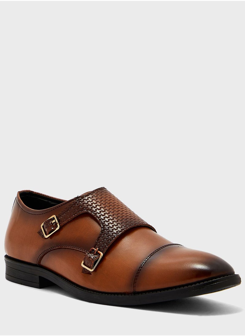 Robert Wood - Textured Monk Strap Formal Slip Ons - Image 1