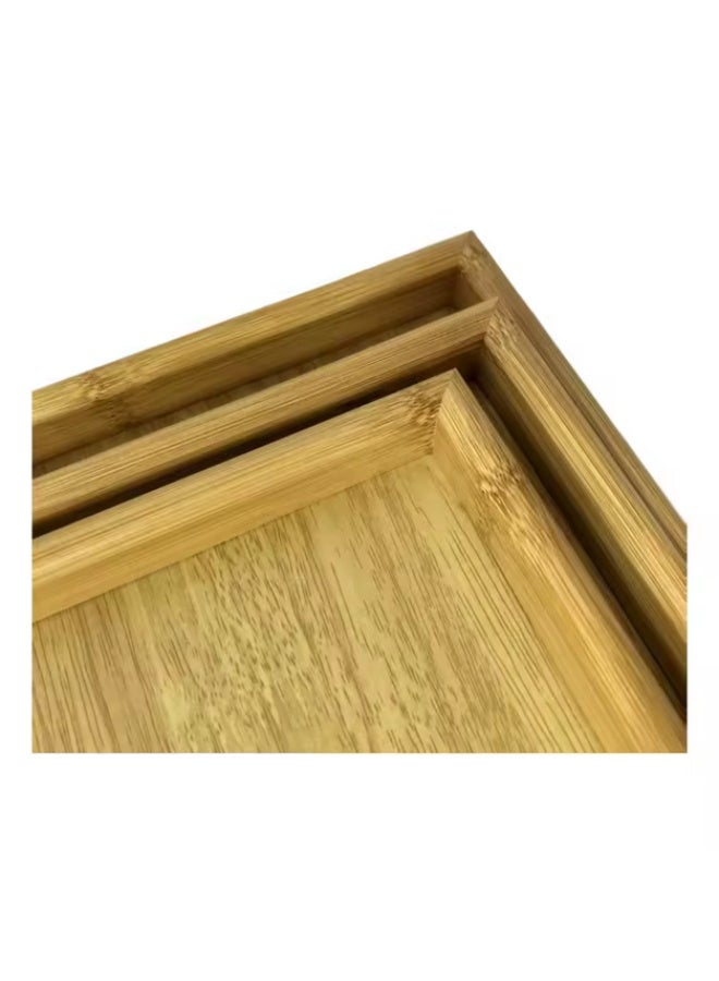 3-piece natural wood tray set, beige - Image 2
