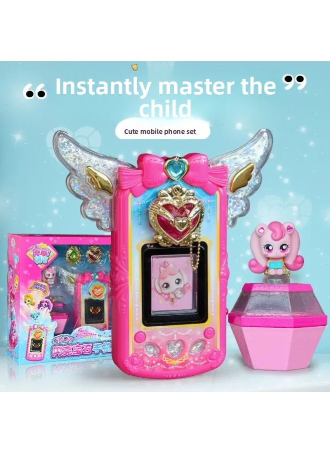 null - Wonderful And Cute Sparkling Gem Princess Mobile Phone Set Magic Key Treasure Box Heart Toy Girl Kidsren's Watch-Color:Magic Sweetheart-soft And Cute [magic Cube + Various Accessories] - Image 1