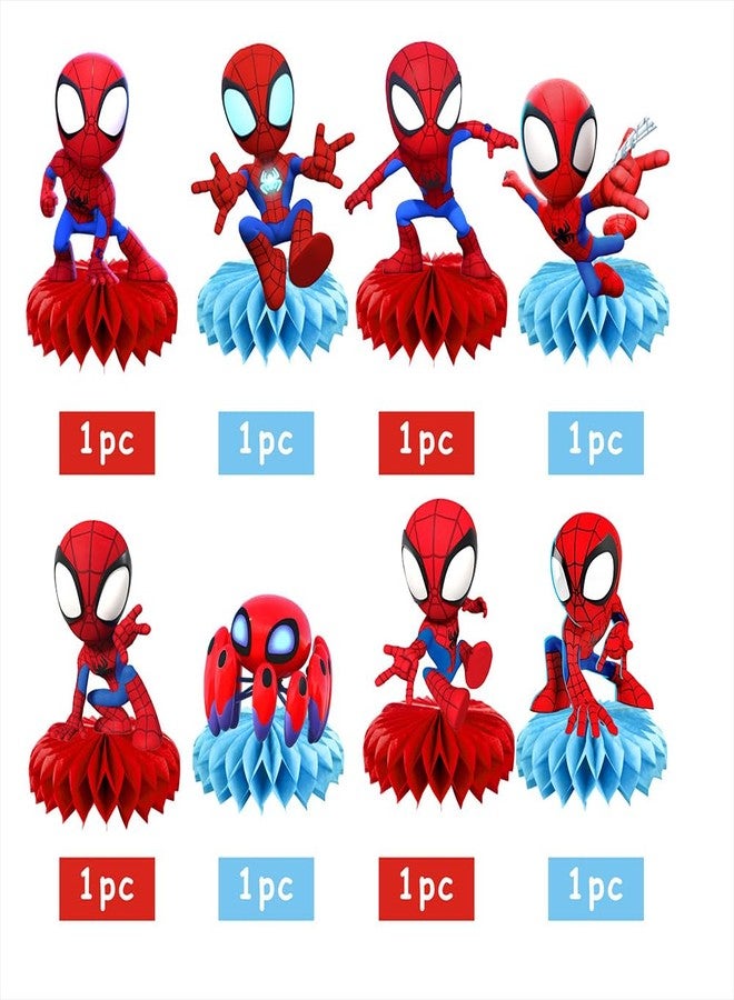 BNFUO 8Pcs Spider and Friends Honeycomb Table Centerpiece, Spider and Friends Birthday Party Supplies Table Decorations for Kids Party Decorations - Image 2