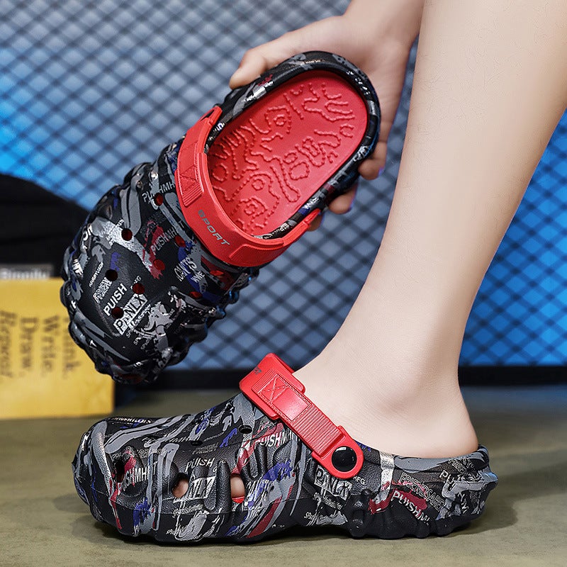 Summer Large-Size Slip-On Thick-Soled Men'S Shoes, Breathable Half-Slip Clogs, Lightweight, Comfortable Beach Shoes With A Soft Feel - Image 5