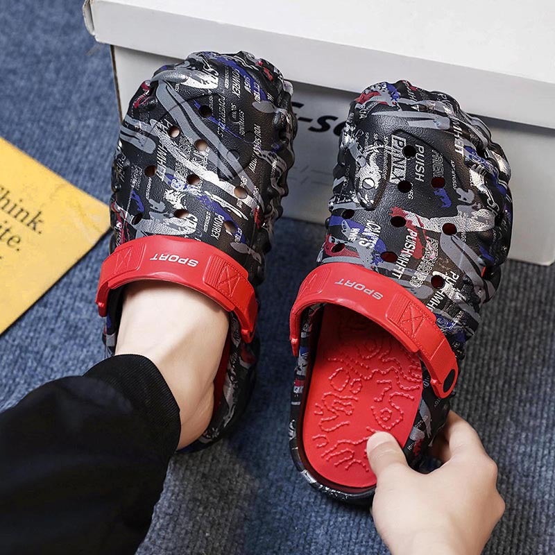 Summer Large-Size Slip-On Thick-Soled Men'S Shoes, Breathable Half-Slip Clogs, Lightweight, Comfortable Beach Shoes With A Soft Feel - Image 1