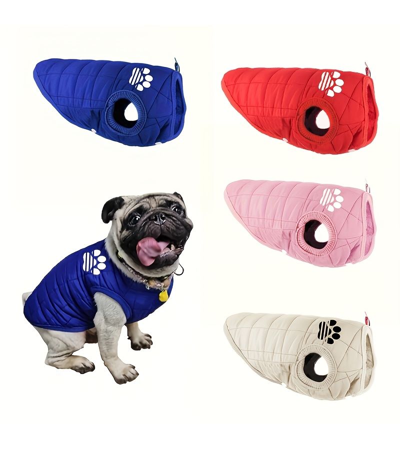 1 Pet Blue Winter Warm Dog Coat For Small Dogs Puppy Cat Soft Pet Apparel Cold Weather Medium - Image 1