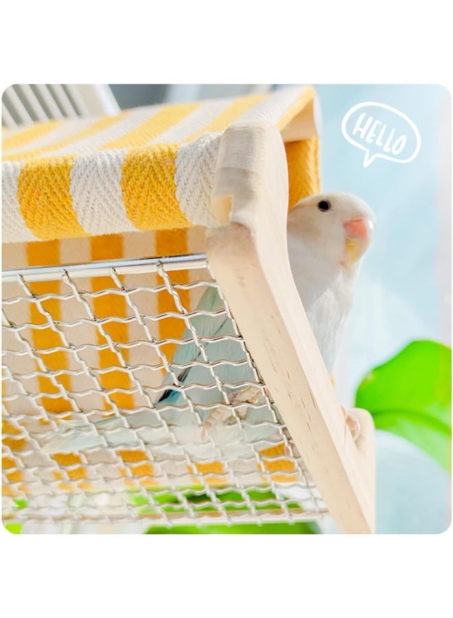 Bird Tent with Wooden House u0026 Stainless Steel Bottom – Cozy Cotton Hideaway for Parakeets, Lovebirds, Cockatiels, Conures u0026 Budgies (Yellow) - Image 5