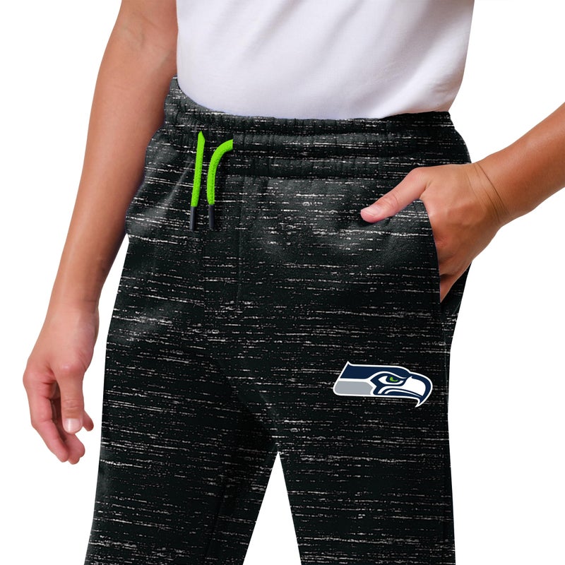 Ultra Game NFL Official Youth Super Soft Supreme Jogger Sweatpants, Seattle Seahawks, Black Snow, 10-12 - Image 2