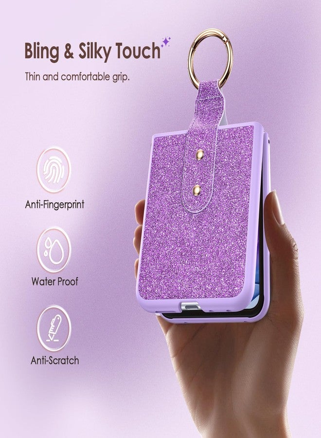 Caka جراب Caka Bling لهاتف Motorola Razr 2024/2025 [غير متوافق مع Plus أو Ultra]، مزود بحلقة تثبيت للأصابع وواقي شاشة مدمج، غطاء حماية رفيع وخفيف لهاتف Moto Razr 2024 و2025 - بنفسجي - Image 4