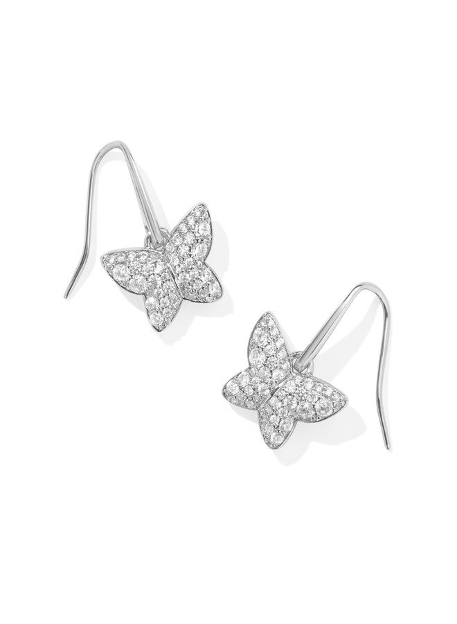 Kendra Scott Rhodium-Plated Lillia Crystal Drop Earrings in White Crystal, Fashion Jewelry for Women - Image 1