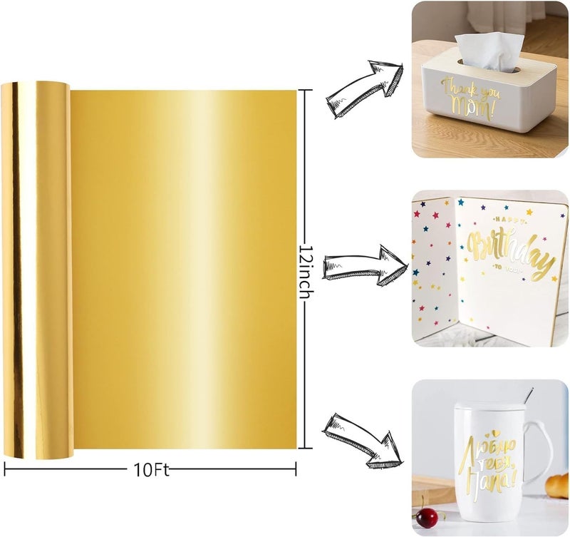 اي ار اس لفة فينيل لاصقة دائمة من الكروم الذهبي من ARS® - 12 بوصة × 10 قدم - Image 2