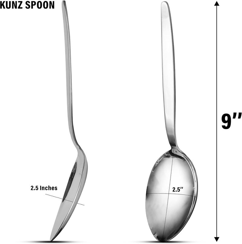 BNAZIND Chef Kunz Spoon | 9 inch 2.5 Tbsp18/10 Stainless Steel Serving Spoon | Basting Quenelle Cooking Plating Dinner Chef Spoons - Image 2