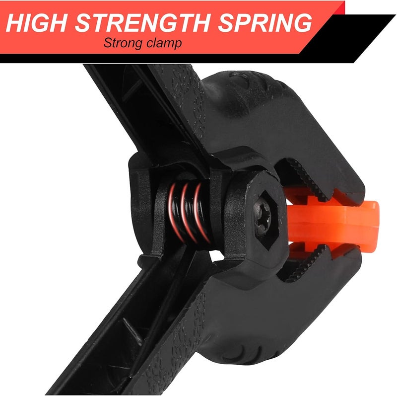 Romeda 12 Pack Plastic Spring Clamps, 3.5inch Small Heavy Duty Clips for Crafts, Backdrop Stand, Woodworking, Photography Studios (Black) - Image 5