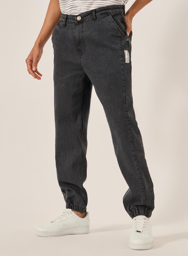 Styli Mid Rise Relaxed Fit Jeans Joggers  - Image 1