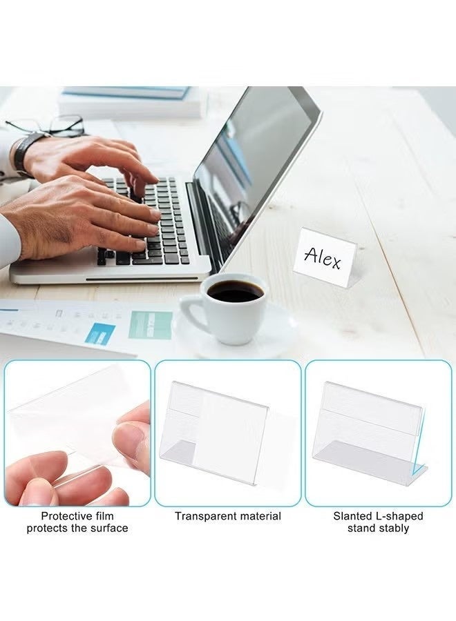 Small Acrylic Sign Holder, 5 PCS Name Card Price Tag Label Holder, 3.2" X 2" L-Shape Plastic Clear Card Display Stand, Counter Top Stand Mini Food Labels Price Sign Holder for Retail - Image 3