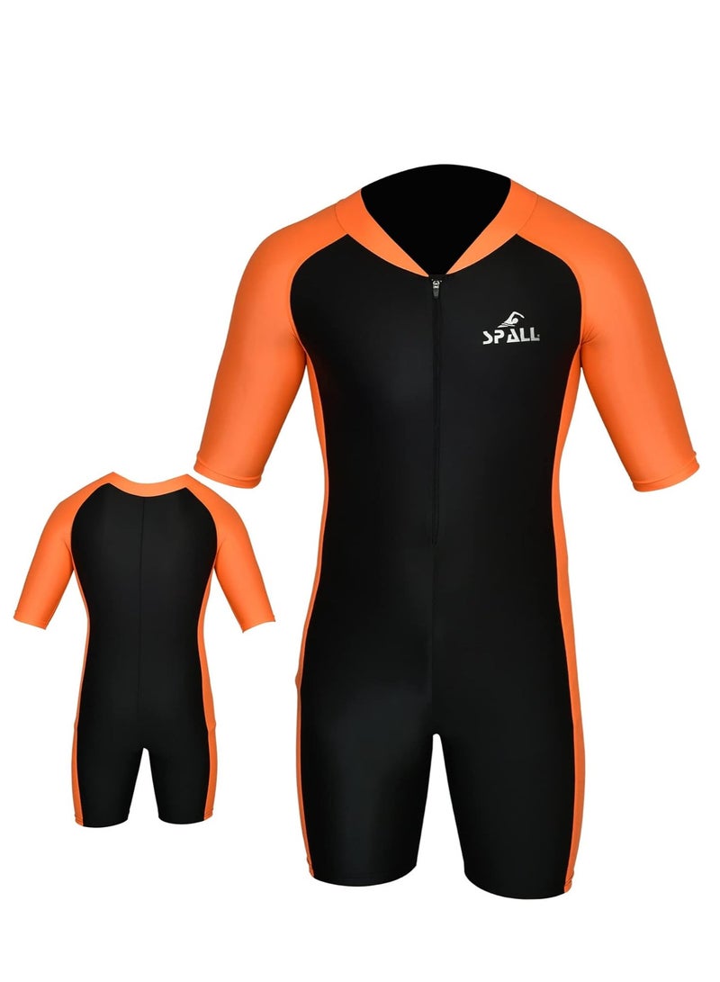 Spall Unisex One Piece Short Sleeve Swimsuit for Adults | UV Protection Full Body Swimwear for Men & Women | Quick-Dry, Comfortable, Athletic Fit Bathing Suit for Swimming, Surfing, Water Sports - Image 2