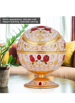 Ashtray Portable Mini Ashtray Metal Round Ball Carving Stamped Pattern Gift Table Decoration European Retro Ashtray Vintage Art Craft Ashtray Pattern Gift Decoration with Lid