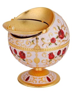 SYOSI Ashtray Portable Mini Ashtray Metal Round Ball Carving Stamped Pattern Gift Table Decoration European Retro Ashtray Vintage Art Craft Ashtray Pattern Gift Decoration with Lid  - Image 4