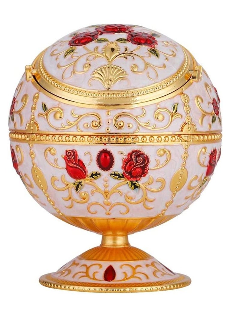 SYOSI - Ashtray Portable Mini Ashtray Metal Round Ball Carving Stamped Pattern Gift Table Decoration European Retro Ashtray Vintage Art Craft Ashtray Pattern Gift Decoration with Lid - Image 1