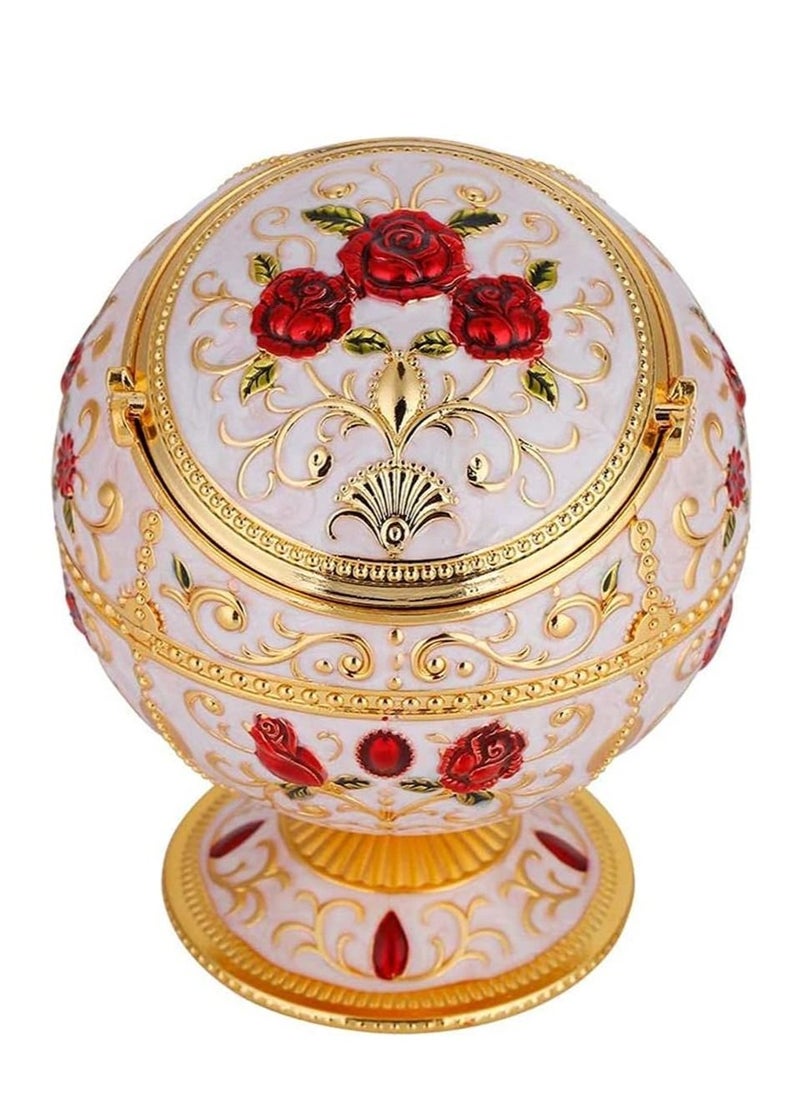SYOSI - Ashtray Portable Mini Ashtray Metal Round Ball Carving Stamped Pattern Gift Table Decoration European Retro Ashtray Vintage Art Craft Ashtray Pattern Gift Decoration with Lid - Image 1