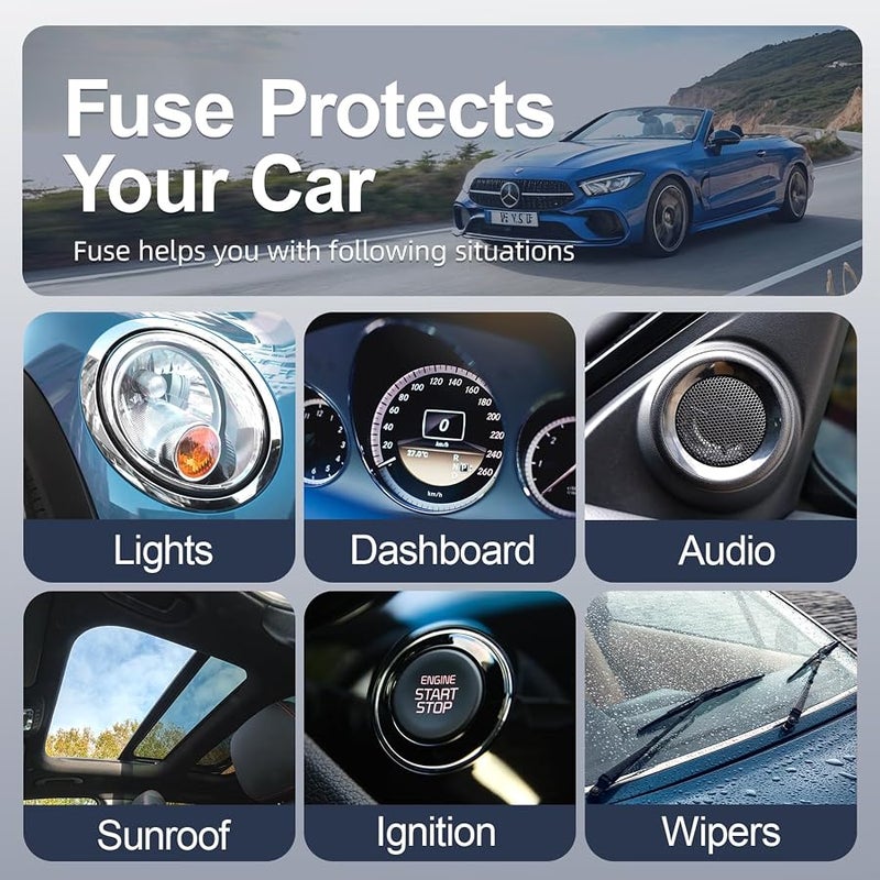 Jorest 180pcs Car Fuses Assorted Kit: 60 Mini Blade + 60 Standard + 60 Micro Fuses, 2A-40A, Metal, OEM, Through-Hole Mount - Image 5