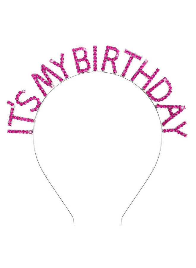 ACO-UINT Hot Pink Birthday Crown For Girls Cute It'S My Birthday Headband Birthday Tiara For Women Happy Birthday Headband Pink Birthday Decorations Gifts For Women - Image 1