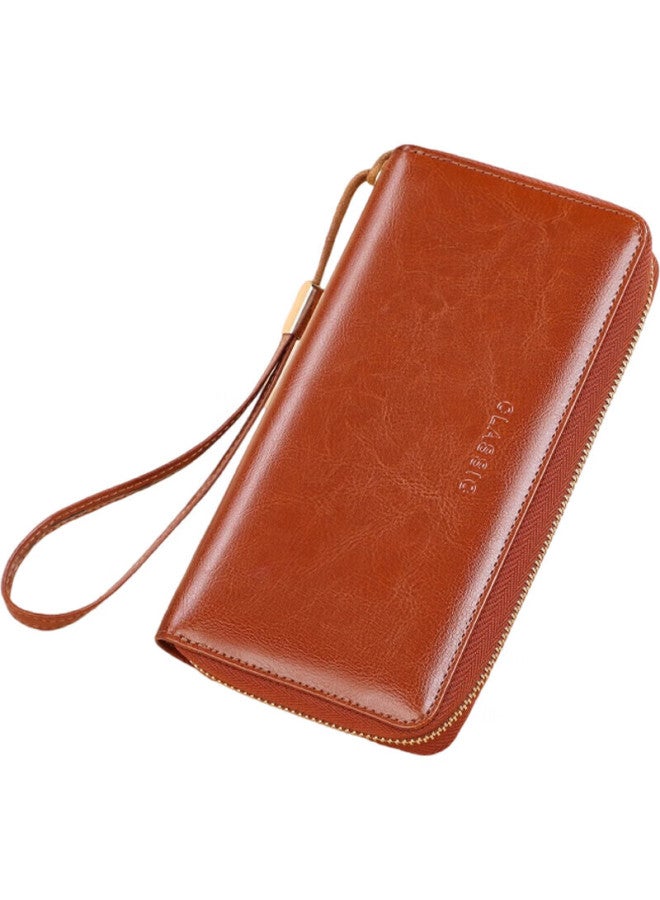 Yuyula Top-grain Leather Women's Wallet, Long Zipper Purse, Fashionable Mom's Wallet With Large Capacity, Coin Purse, Birthday Gift - Image 3