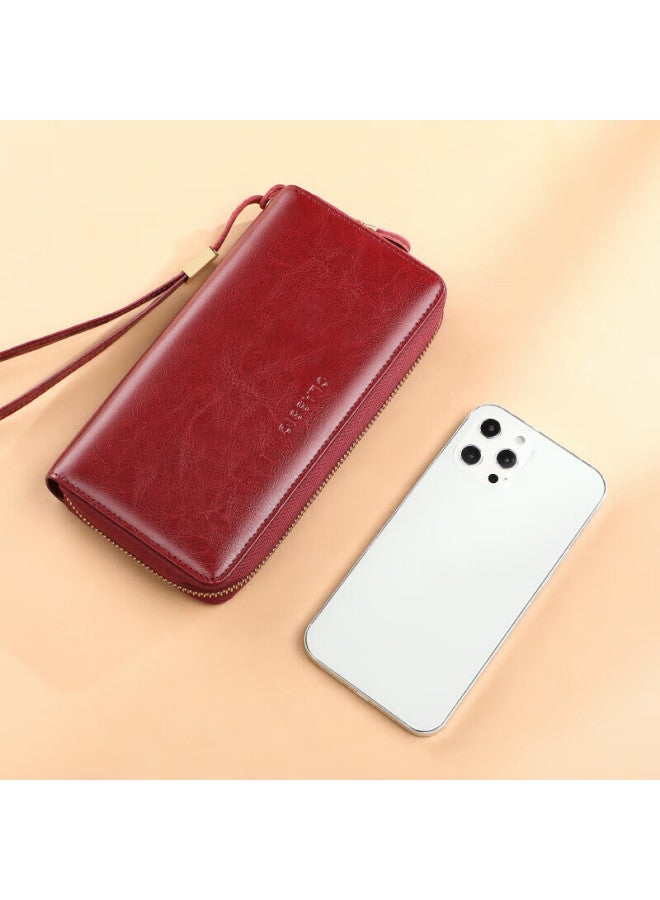 Yuyula Top-grain Leather Women's Wallet, Long Zipper Purse, Fashionable Mom's Wallet With Large Capacity, Coin Purse, Birthday Gift - Image 2