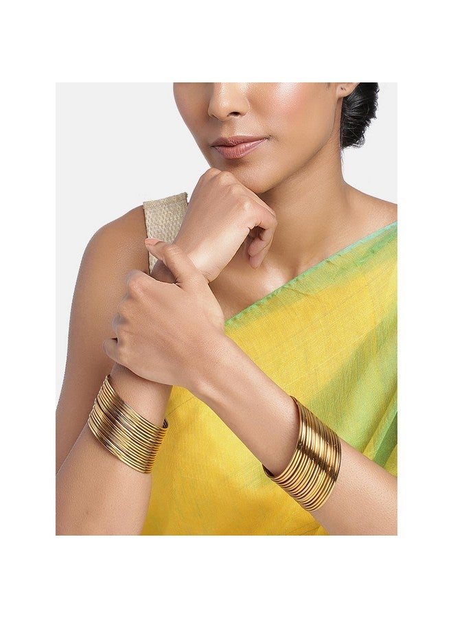 Peora Traditional Antique Look Oxidised Gold Plated Bangle Set Navratri Gift for Women Girls (2.8 inch) - Image 3