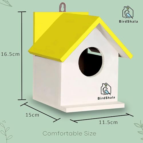 BIRDSHALA Bird House for Sparrow, Budgies & Finches with Air Ventilation and Mounting Hook (Yellow, Medium) - Image 5