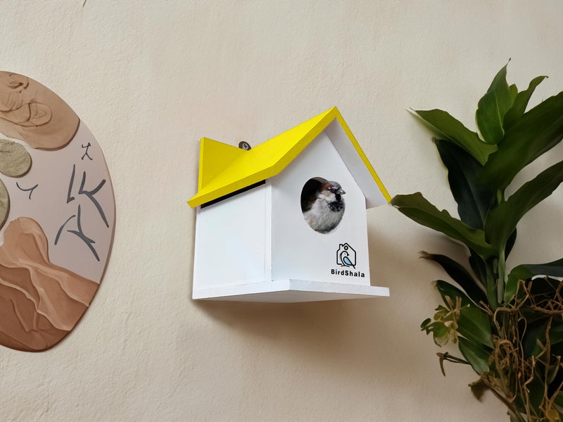 BIRDSHALA Bird House for Sparrow, Budgies & Finches with Air Ventilation and Mounting Hook (Yellow, Medium) - Image 2