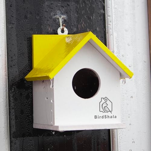 BIRDSHALA Bird House for Sparrow, Budgies & Finches with Air Ventilation and Mounting Hook (Yellow, Medium) - Image 3