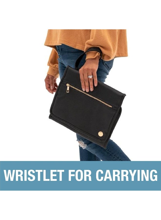 CleverMade Portable Baby Changing Pad Clutch with Wristlet - Premium Foldable Water Resistant Diaper Changing Mat with Storage Pockets for Diapers and Wipes - Brown - Image 5