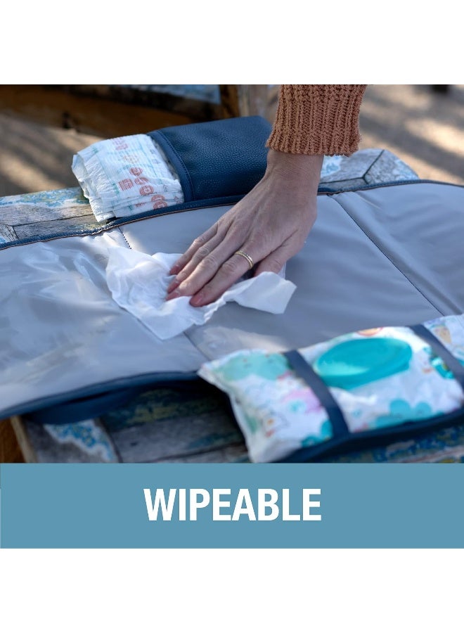 CleverMade Portable Baby Changing Pad Clutch with Wristlet - Premium Foldable Water Resistant Diaper Changing Mat with Storage Pockets for Diapers and Wipes - Brown - Image 4