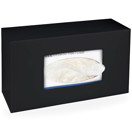 SimplyImagine Black Glove Box Holder Dispenser – Single Side Loaded Acrylic Rack for Medical, Latex, Rubber, Nitrile, and Exam - Gloves Not Included (Black, Single) - Image 1