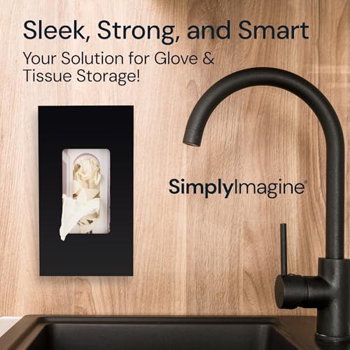 SimplyImagine Black Glove Box Holder Dispenser – Single Side Loaded Acrylic Rack for Medical, Latex, Rubber, Nitrile, and Exam - Gloves Not Included (Black, Single) - Image 2