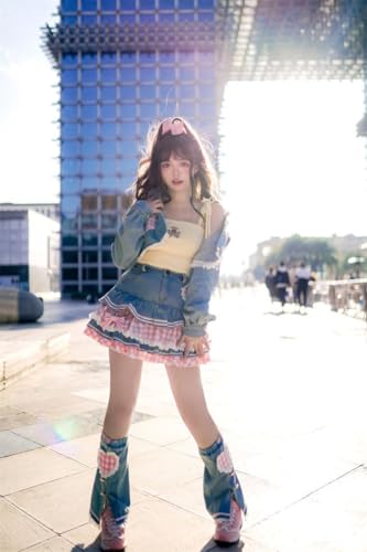OATSBAS Preppy Lolita Kawaii Skirts Sweet Mini Women Cute Ball Gown Denim Skirt Y2K High Waist Lace Cake Skirts (Blue,S,Small) - Image 5