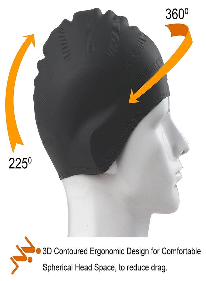 SLYK Swimming Kit with Ear Protection Silicone Swimming Cap + Goggle + Basic Nose Clip and 2 Pair Ear Plugs (Black) - Image 4