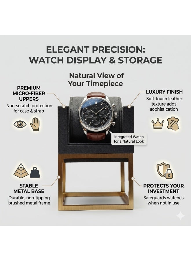 Al Seraj Luxury Watch Display Stand with Gold Metal Base | Premium Grey Microfiber Watch Holder | Removable Watch Cushion Stand for Watch Storage, Jewelry Display & Retail Showcase | Elegant Watch Organizer Gift - Image 3