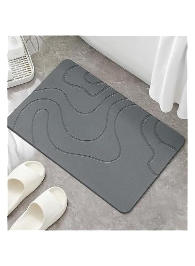 HOOKOR Diatomaceous Earth Shower Mat Stone Super Absorbent Diatomite Stone Bath Mats for Bathroom Quick-Drying Non-Slip Barhroom Floor Mat, Easy to Clean (Dark Grey) - Image 1