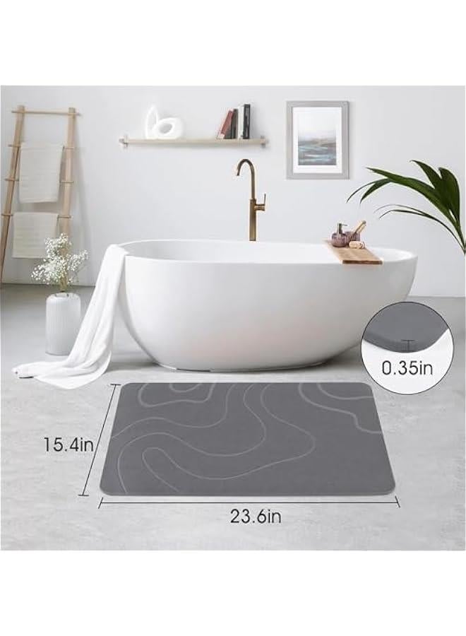 HOOKOR Diatomaceous Earth Shower Mat Stone Super Absorbent Diatomite Stone Bath Mats for Bathroom Quick-Drying Non-Slip Barhroom Floor Mat, Easy to Clean (Dark Grey) - Image 2
