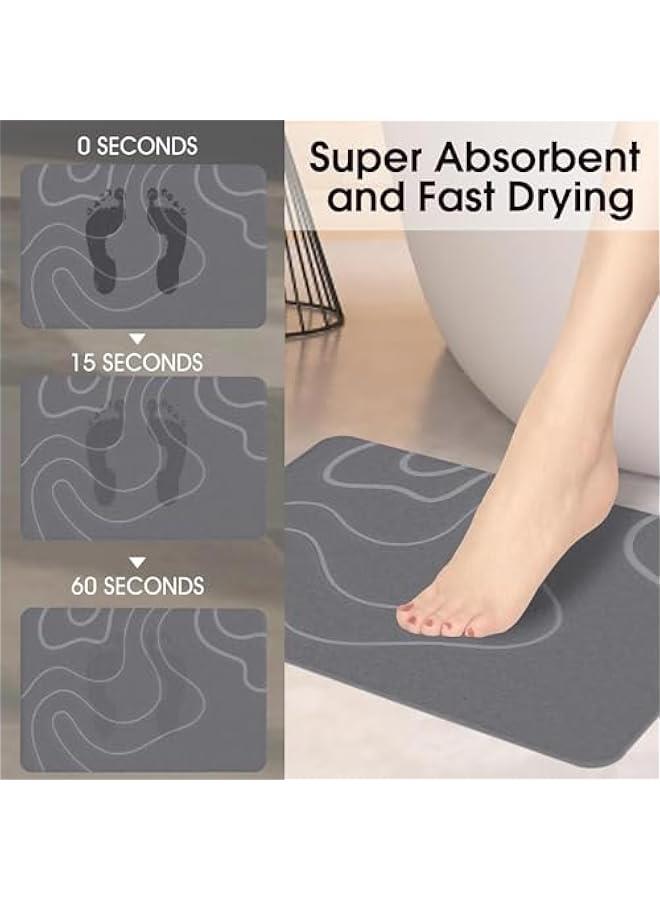 HOOKOR Diatomaceous Earth Shower Mat Stone Super Absorbent Diatomite Stone Bath Mats for Bathroom Quick-Drying Non-Slip Barhroom Floor Mat, Easy to Clean (Dark Grey) - Image 3