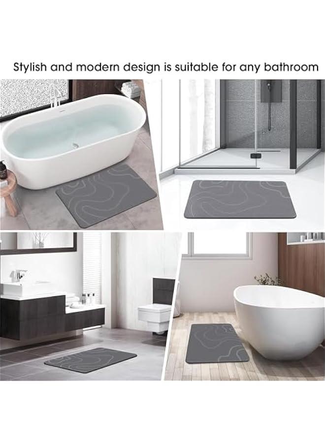 HOOKOR Diatomaceous Earth Shower Mat Stone Super Absorbent Diatomite Stone Bath Mats for Bathroom Quick-Drying Non-Slip Barhroom Floor Mat, Easy to Clean (Dark Grey) - Image 4